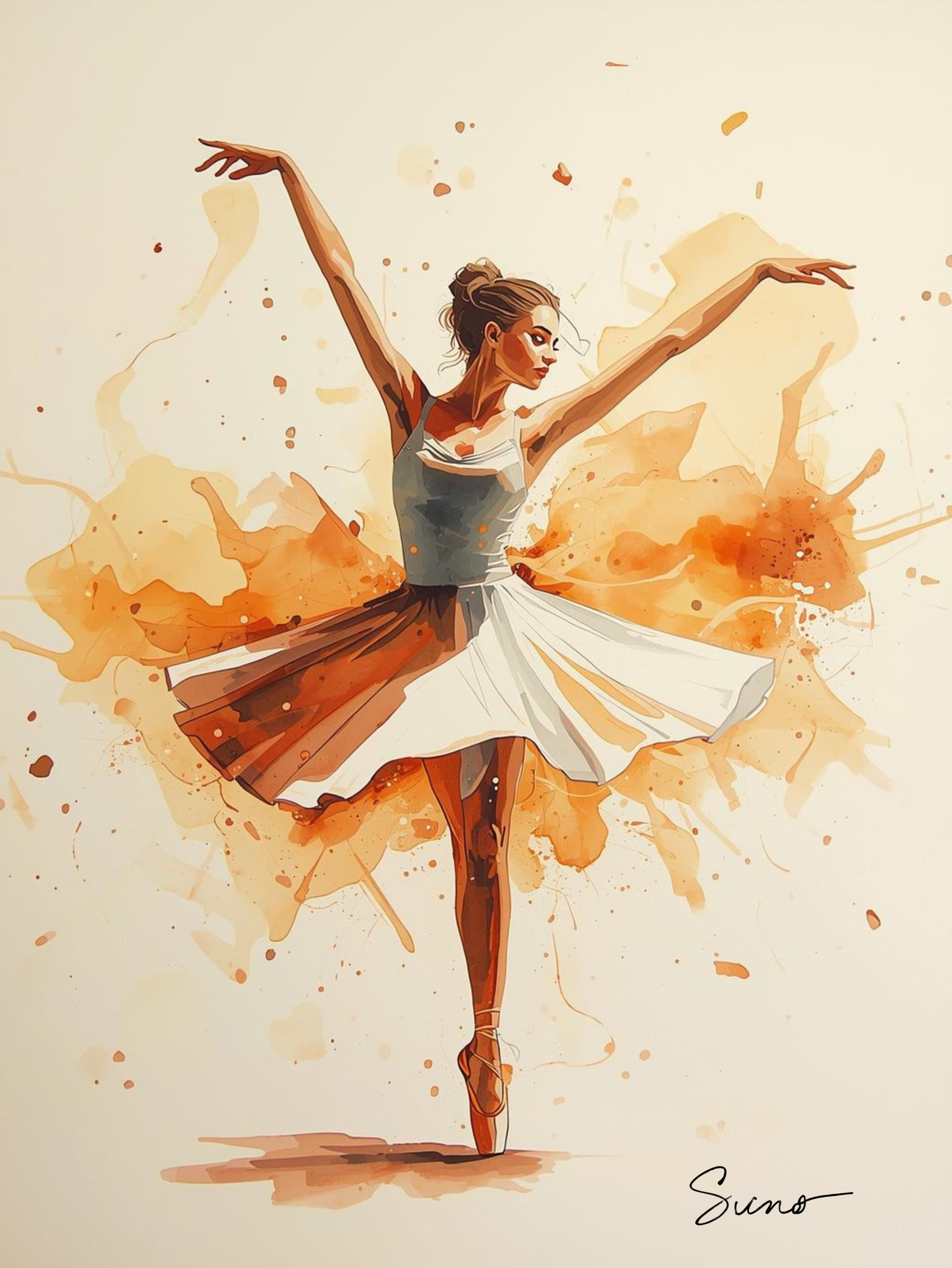 Ballet Wall Art Print Digital Download | Ballerina Poster | Dance Studio Decor | Beige Neutral Dancer Painting Canvas