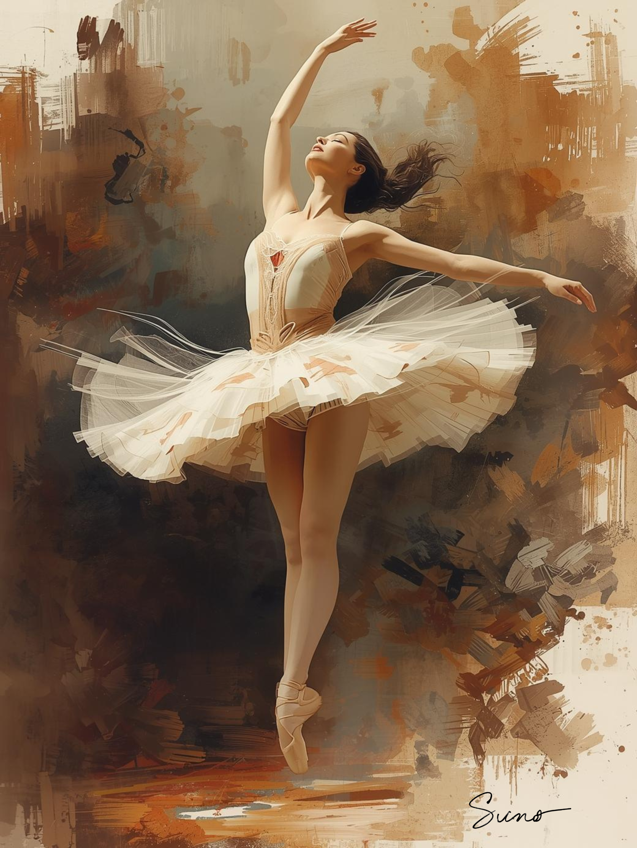 Ballet Wall Art Print Digital Download | Ballerina Poster | Dance Studio Decor | Beige Neutral Dancer Painting Canvas