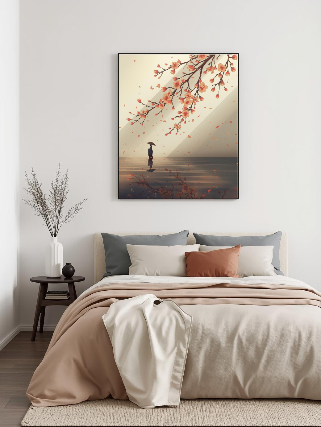 Japanese illustration - Digital download - Wall decoration - Asian zen landscape poster - Spring floral illustration - Sakura illustration