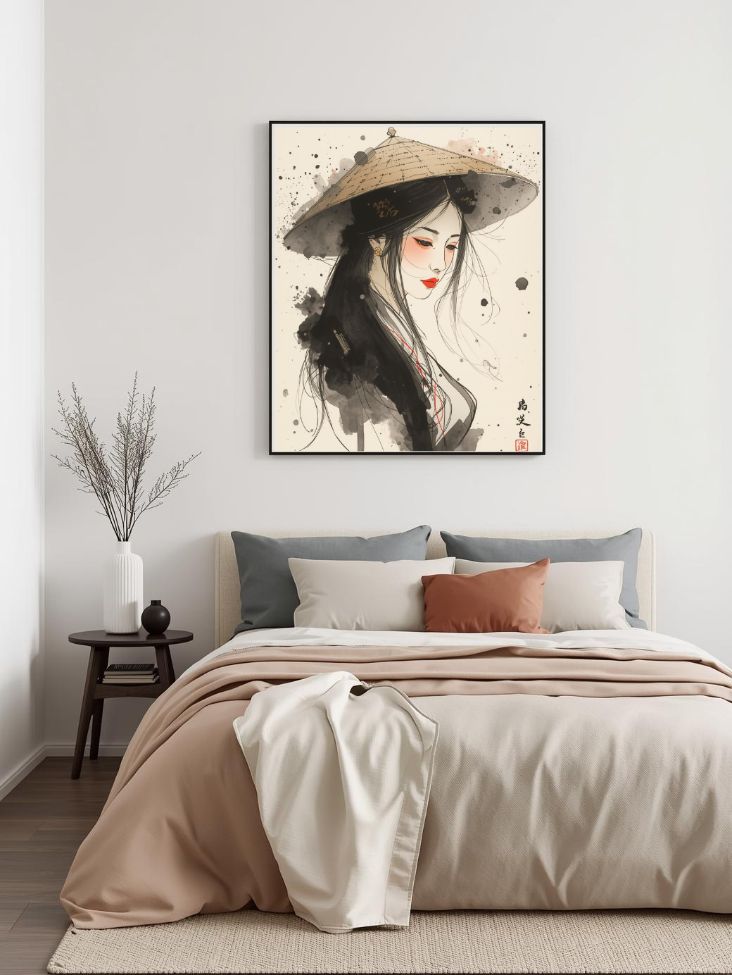 Japanese illustration - Digital download - Wall decoration - Asian zen landscape poster - Spring floral illustration - Sakura illustration