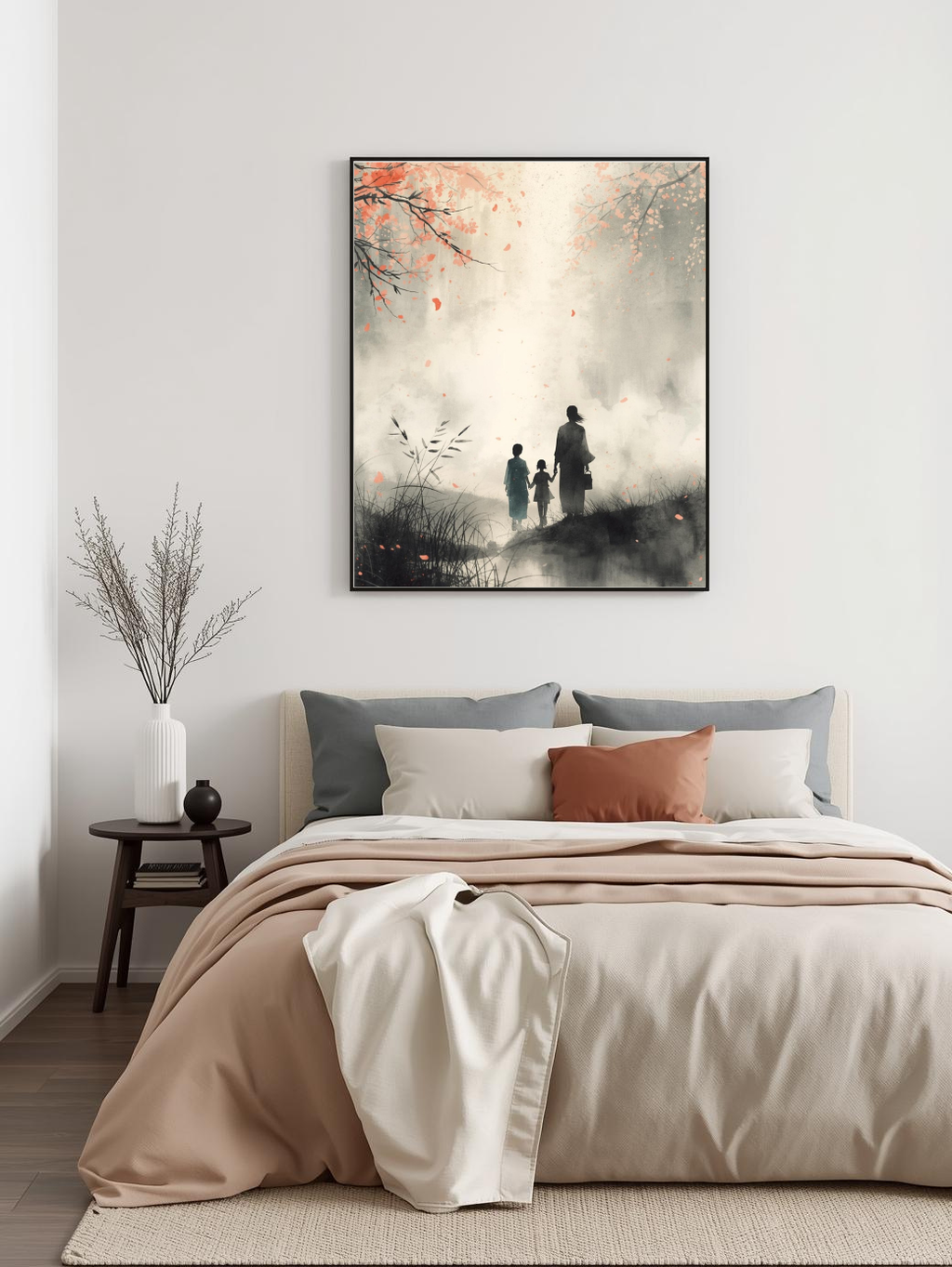 Japanese illustration - Digital download - Wall decoration - Asian zen landscape poster - Spring floral illustration - Sakura illustration