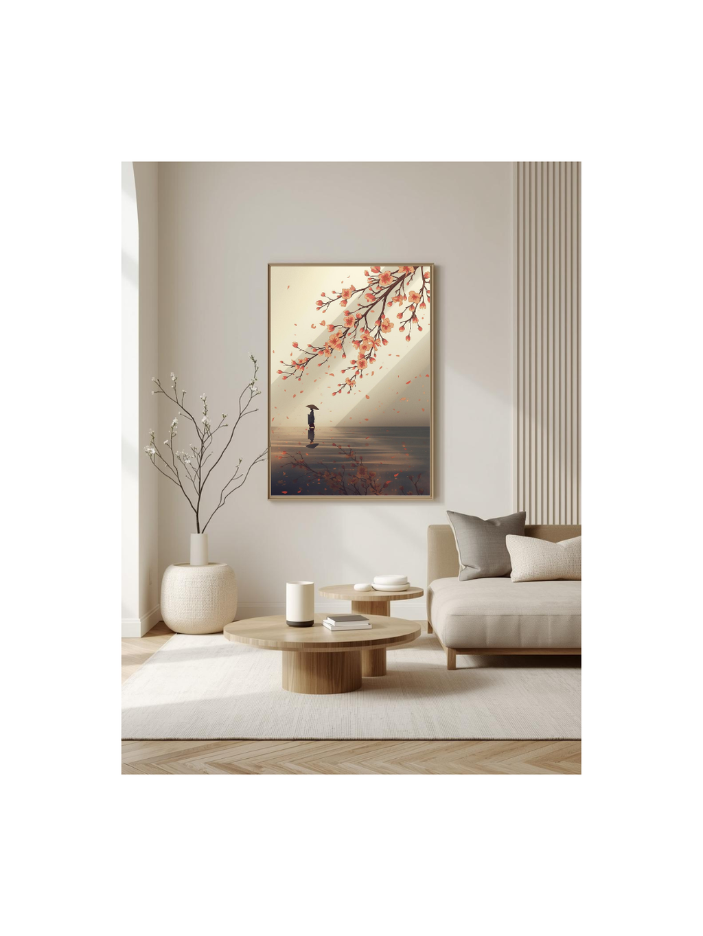 Japanese illustration - Digital download - Wall decoration - Asian zen landscape poster - Spring floral illustration - Sakura illustration