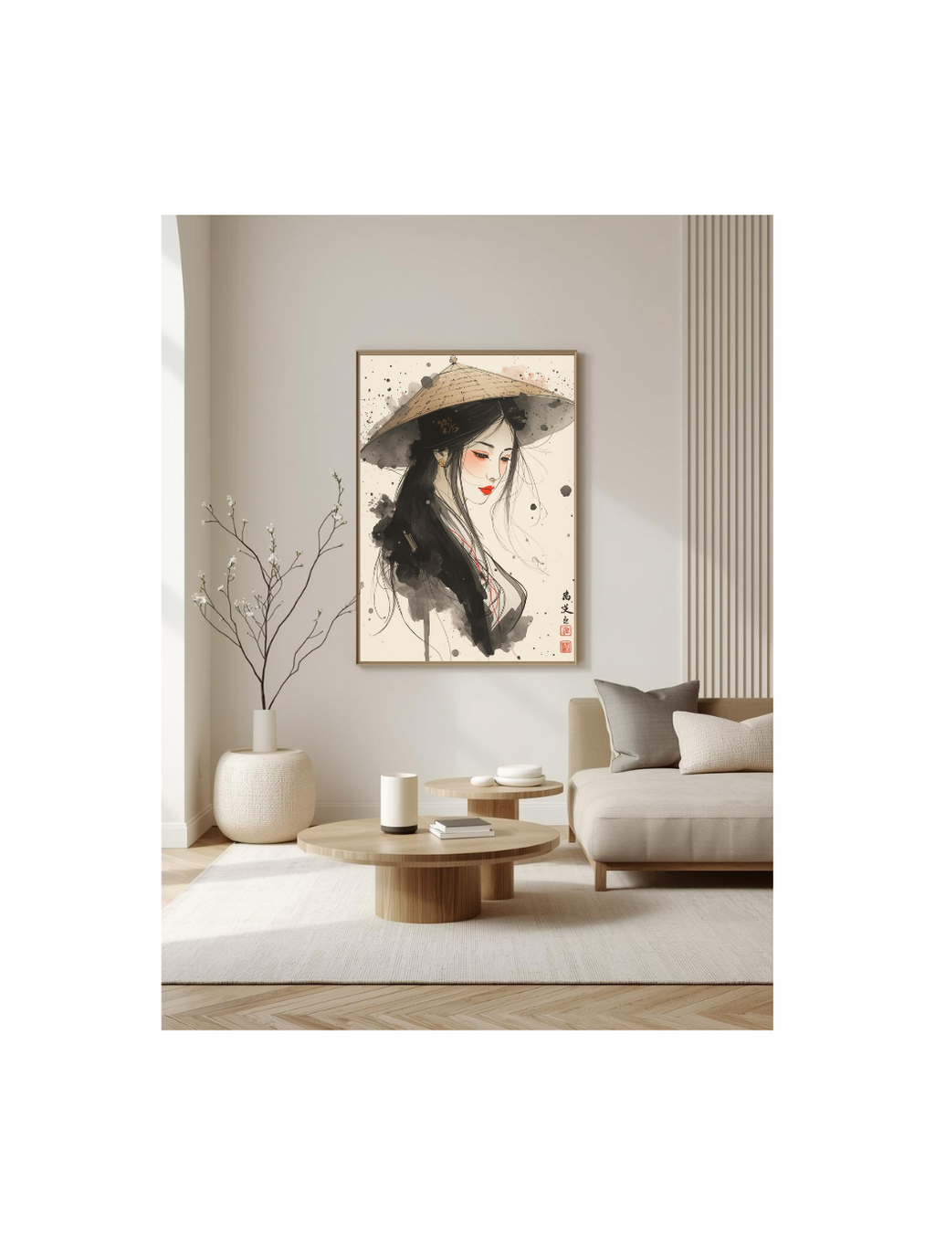 Japanese illustration - Digital download - Wall decoration - Asian zen landscape poster - Spring floral illustration - Sakura illustration