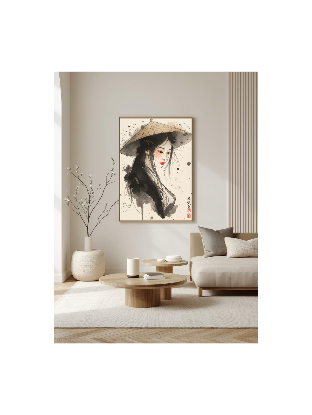 Japanese illustration - Digital download - Wall decoration - Asian zen landscape poster - Spring floral illustration - Sakura illustration