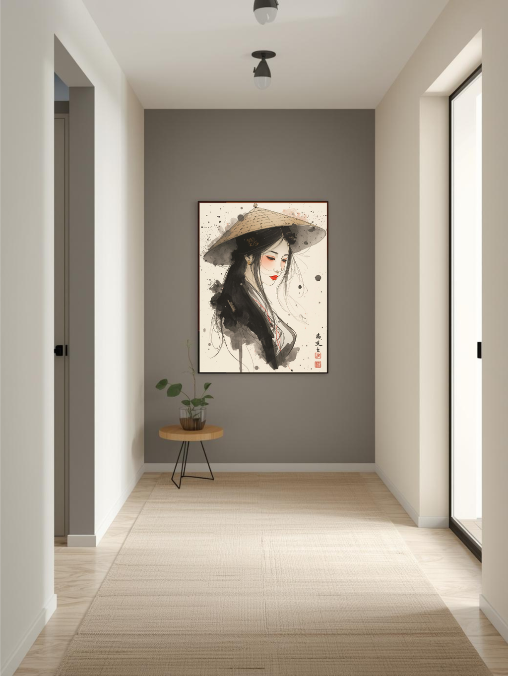 Japanese illustration - Digital download - Wall decoration - Asian zen landscape poster - Spring floral illustration - Sakura illustration