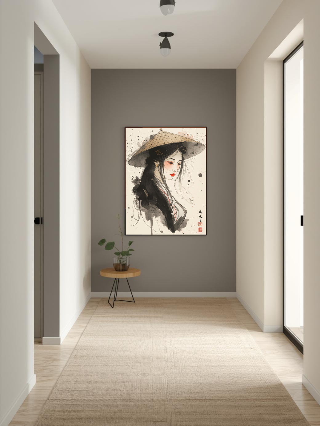 Japanese illustration - Digital download - Wall decoration - Asian zen landscape poster - Spring floral illustration - Sakura illustration