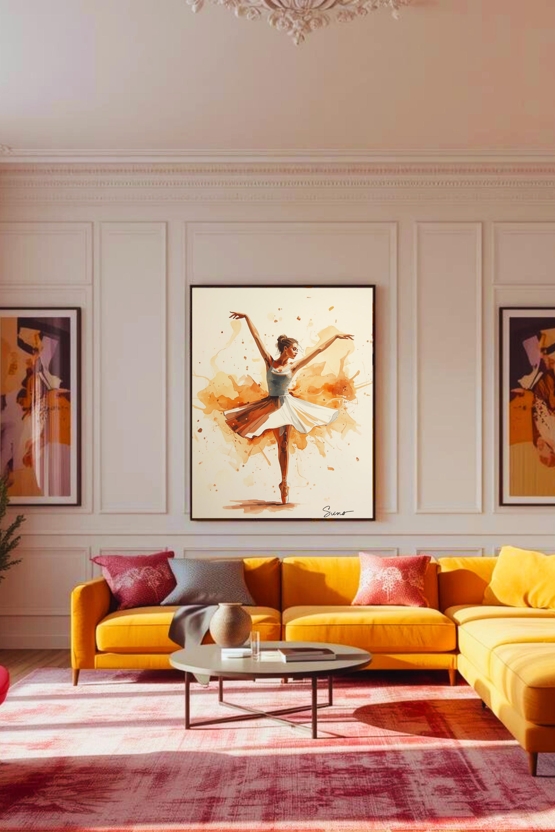 Ballet Wall Art Print Digital Download | Ballerina Poster | Dance Studio Decor | Beige Neutral Dancer Painting Canvas