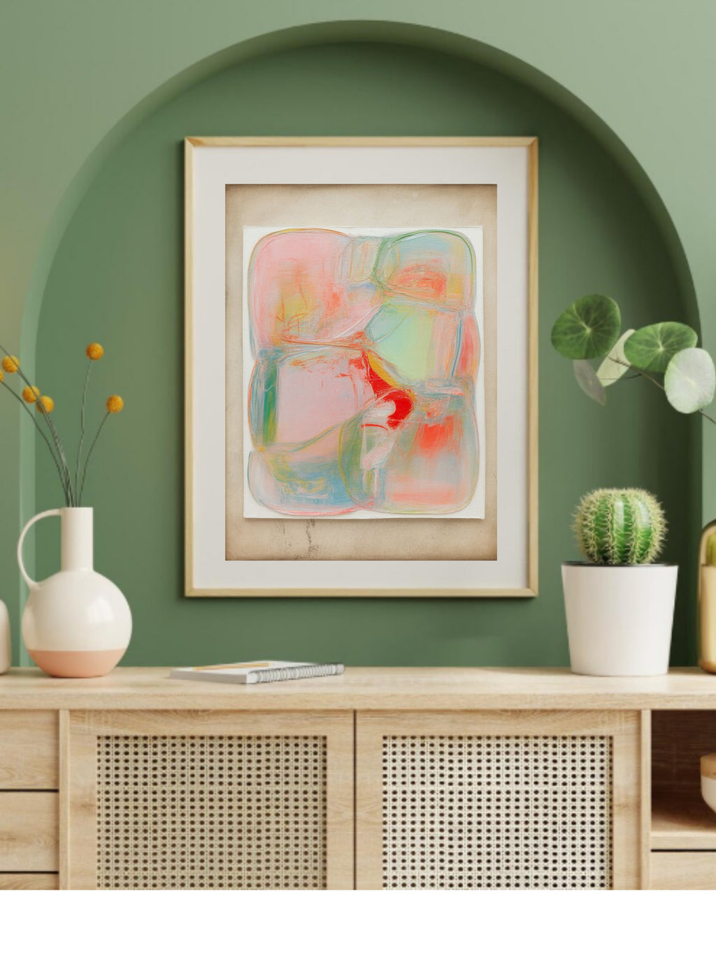 Abstract Pastel Art Print - Digital Print Modern Pink Green Painting - Contemporary Wall Decor Poster