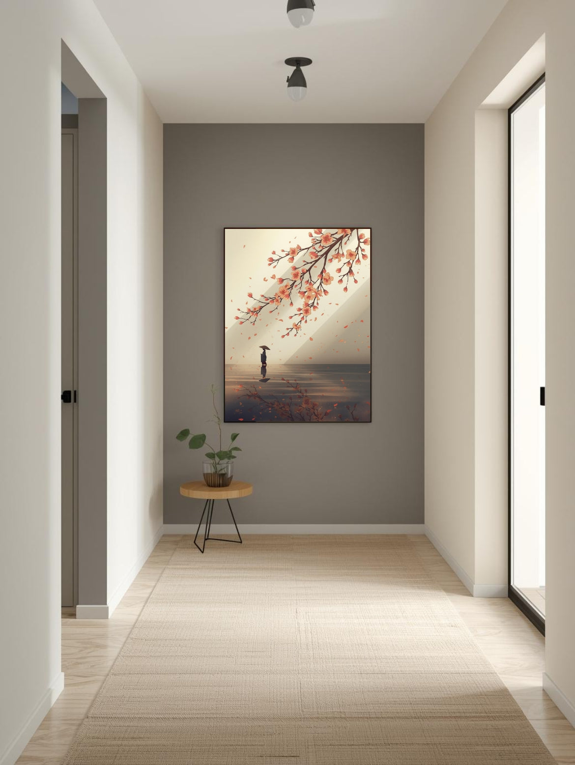 Japanese illustration - Digital download - Wall decoration - Asian zen landscape poster - Spring floral illustration - Sakura illustration