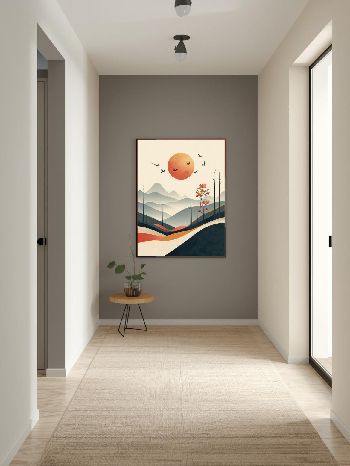 Japanese illustration - Digital download - Wall decoration - Asian zen landscape poster - Spring floral illustration - Sakura illustration