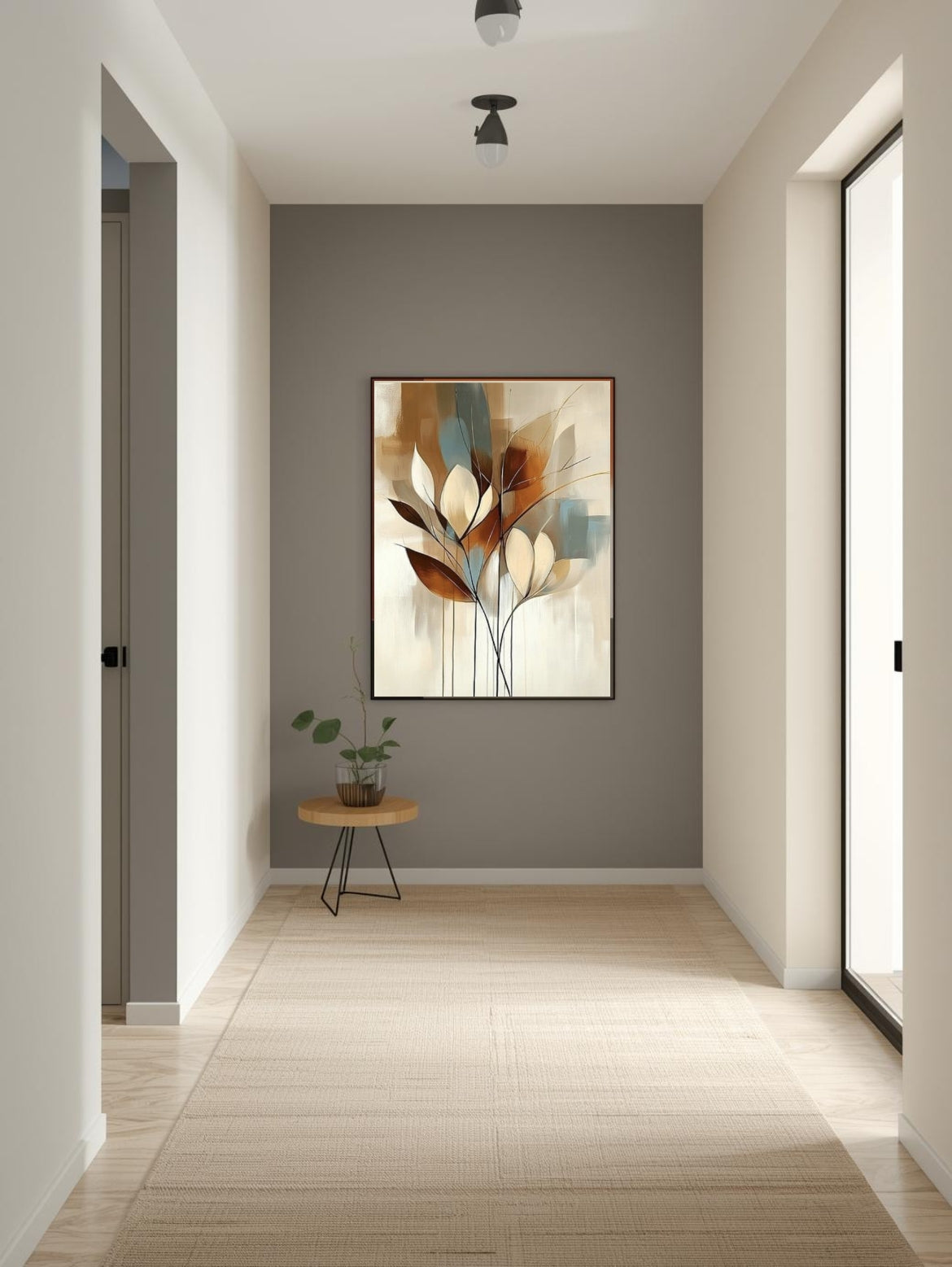 Abstract Floral Art Print - Modern Botanical - Digital Download - Neutral Beige Wall Decor - Contemporary Flower Poster