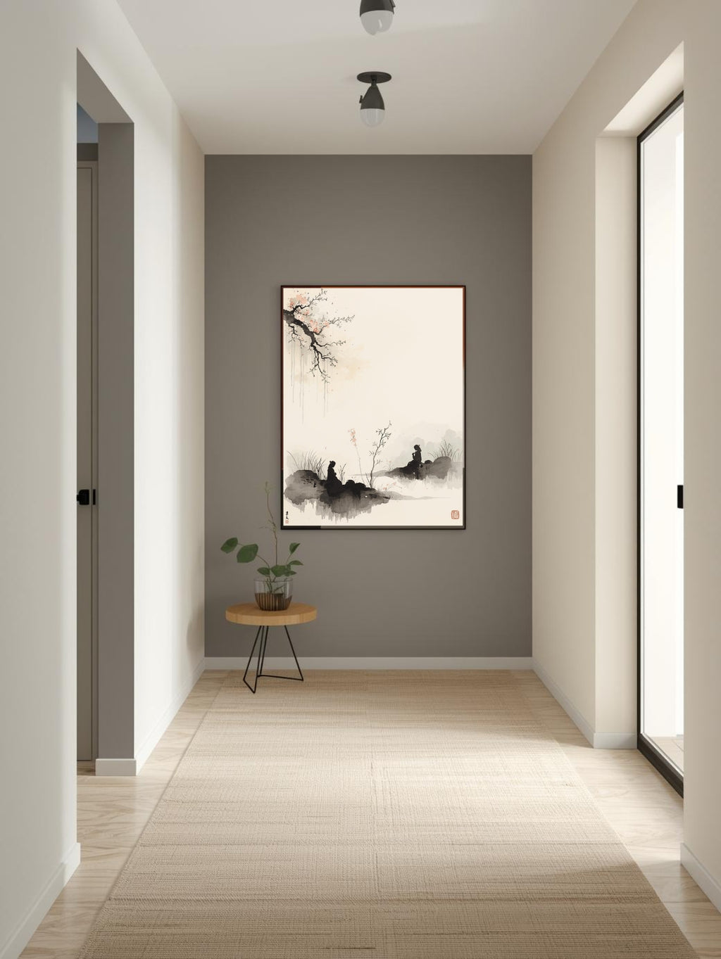 Japanese illustration - Digital download - Wall decoration - Asian zen landscape poster - Spring floral illustration - Sakura illustration