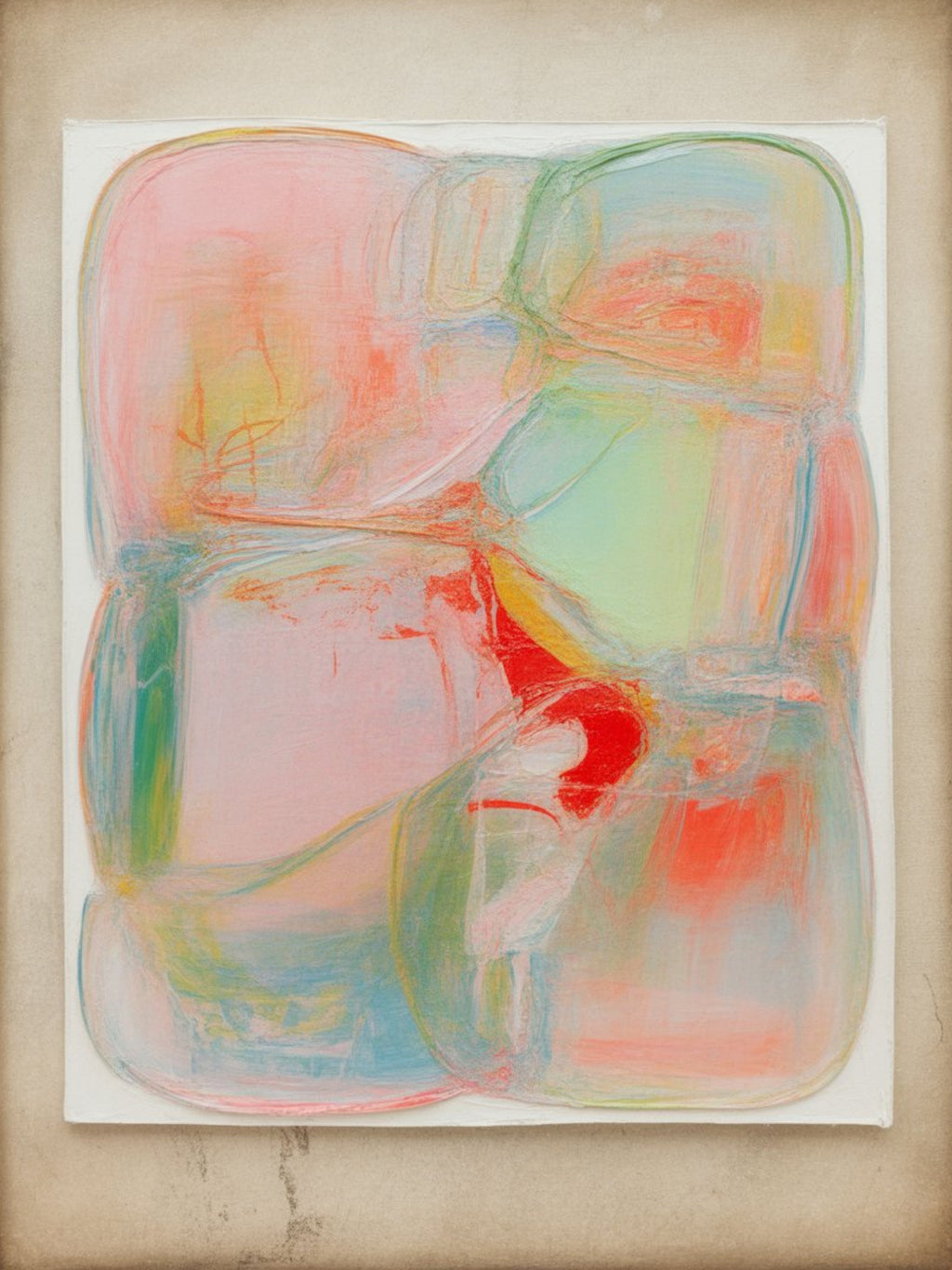 Abstract Pastel Art Print - Digital Print Modern Pink Green Painting - Contemporary Wall Decor Poster