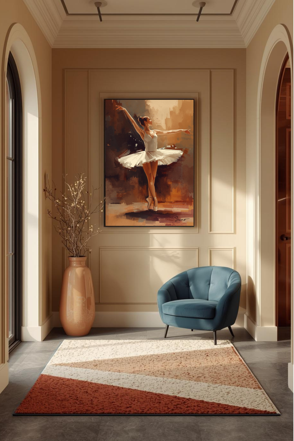 Ballet Wall Art Print Digital Download | Ballerina Poster | Dance Studio Decor | Beige Neutral Dancer Painting Canvas