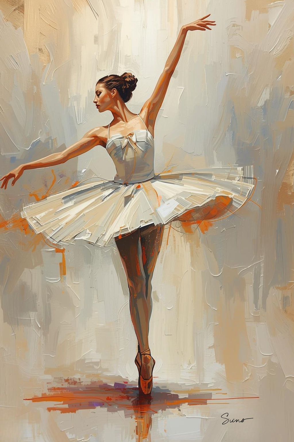 Ballet Wall Art Print Digital Download | Ballerina Poster | Dance Studio Decor | Beige Neutral Dancer Painting Canvas