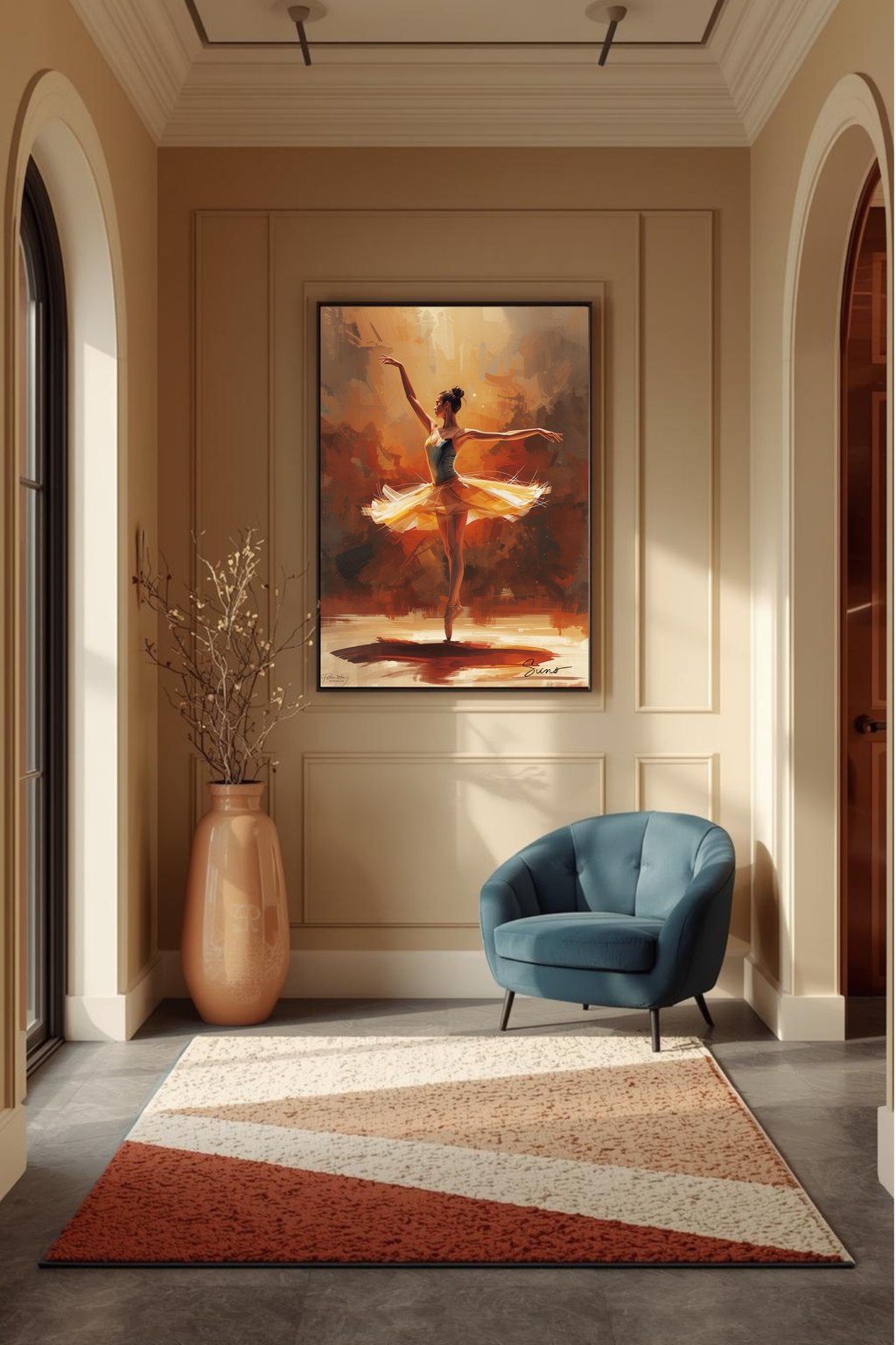 Ballet Wall Art Print Digital Download | Ballerina Poster | Dance Studio Decor | Beige Neutral Dancer Painting Canvas