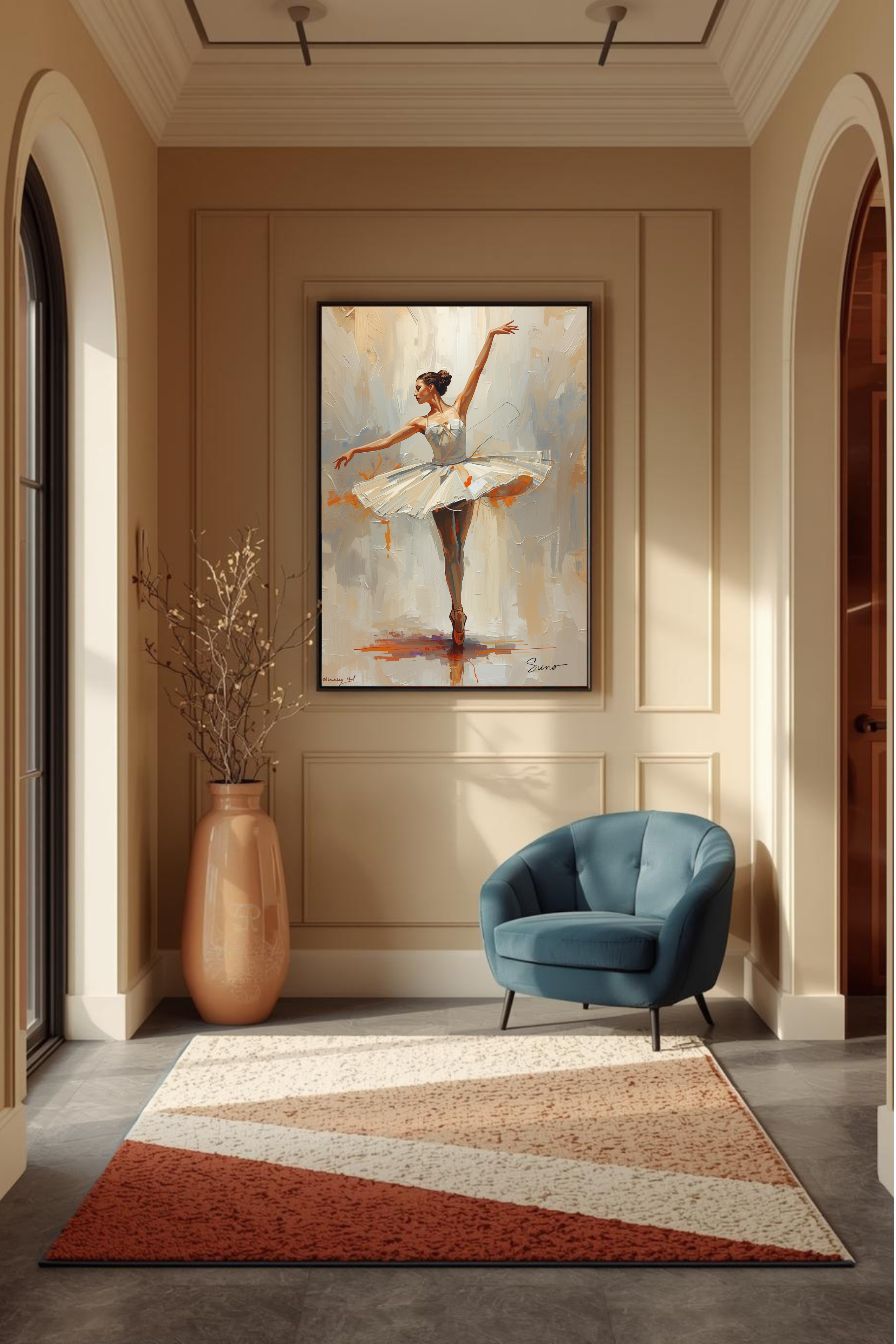 Ballet Wall Art Print Digital Download | Ballerina Poster | Dance Studio Decor | Beige Neutral Dancer Painting Canvas