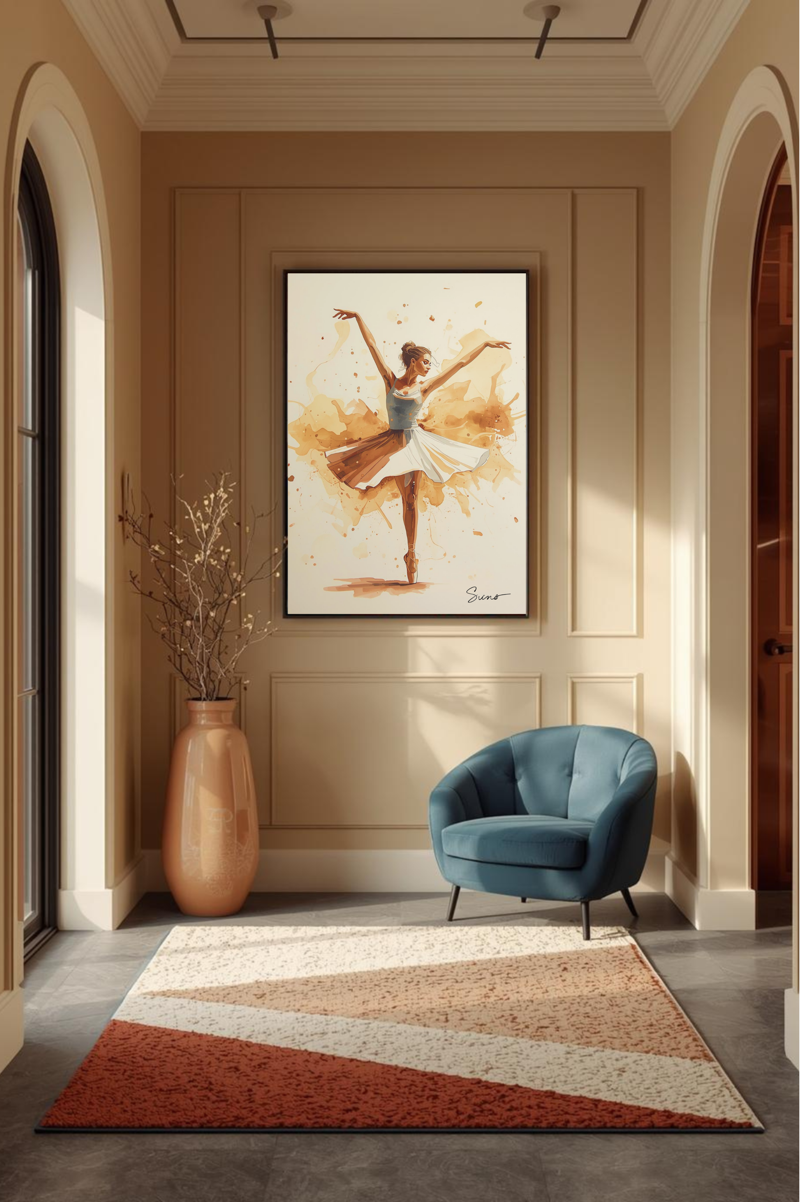 Ballet Wall Art Print Digital Download | Ballerina Poster | Dance Studio Decor | Beige Neutral Dancer Painting Canvas