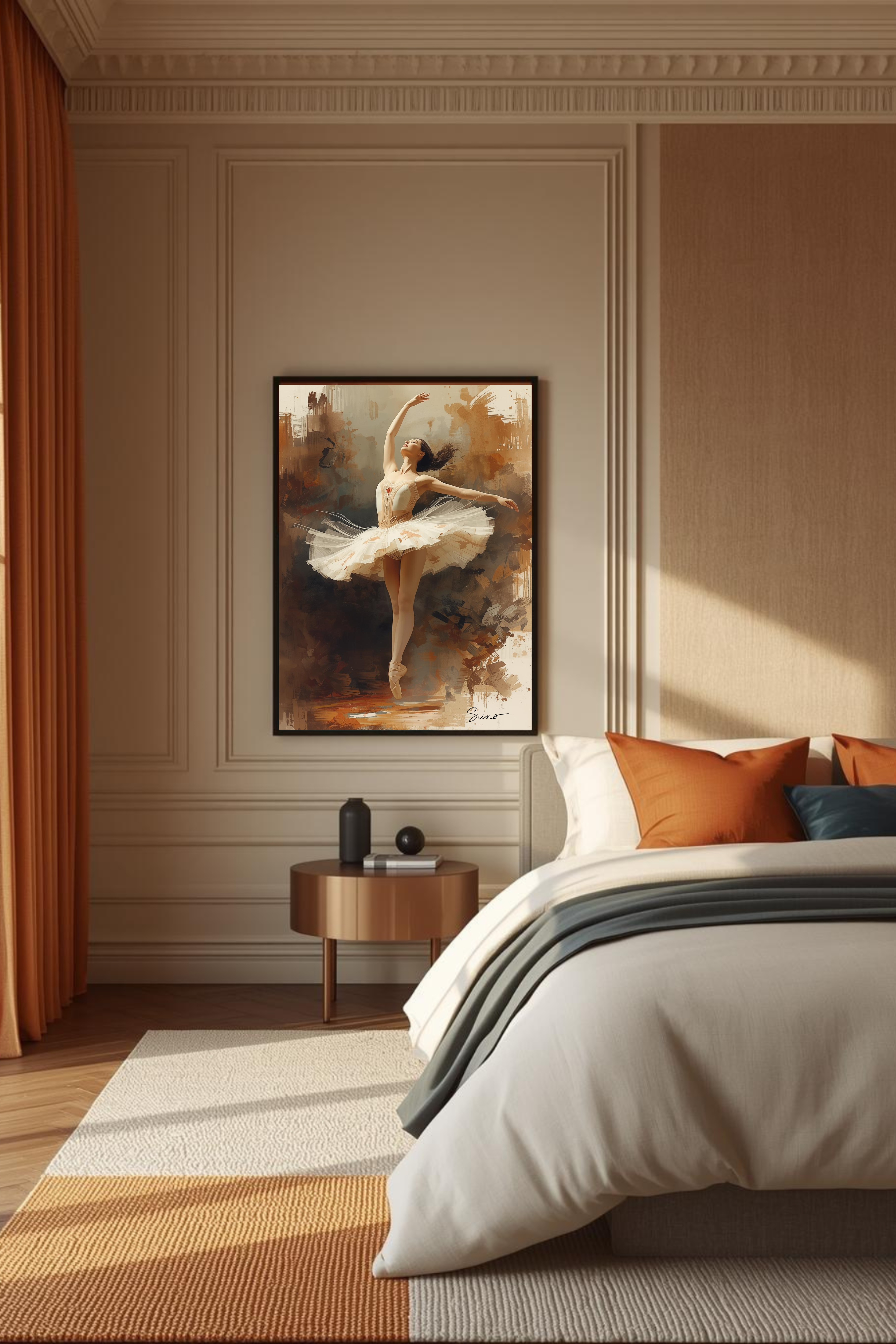 Ballet Wall Art Print Digital Download | Ballerina Poster | Dance Studio Decor | Beige Neutral Dancer Painting Canvas