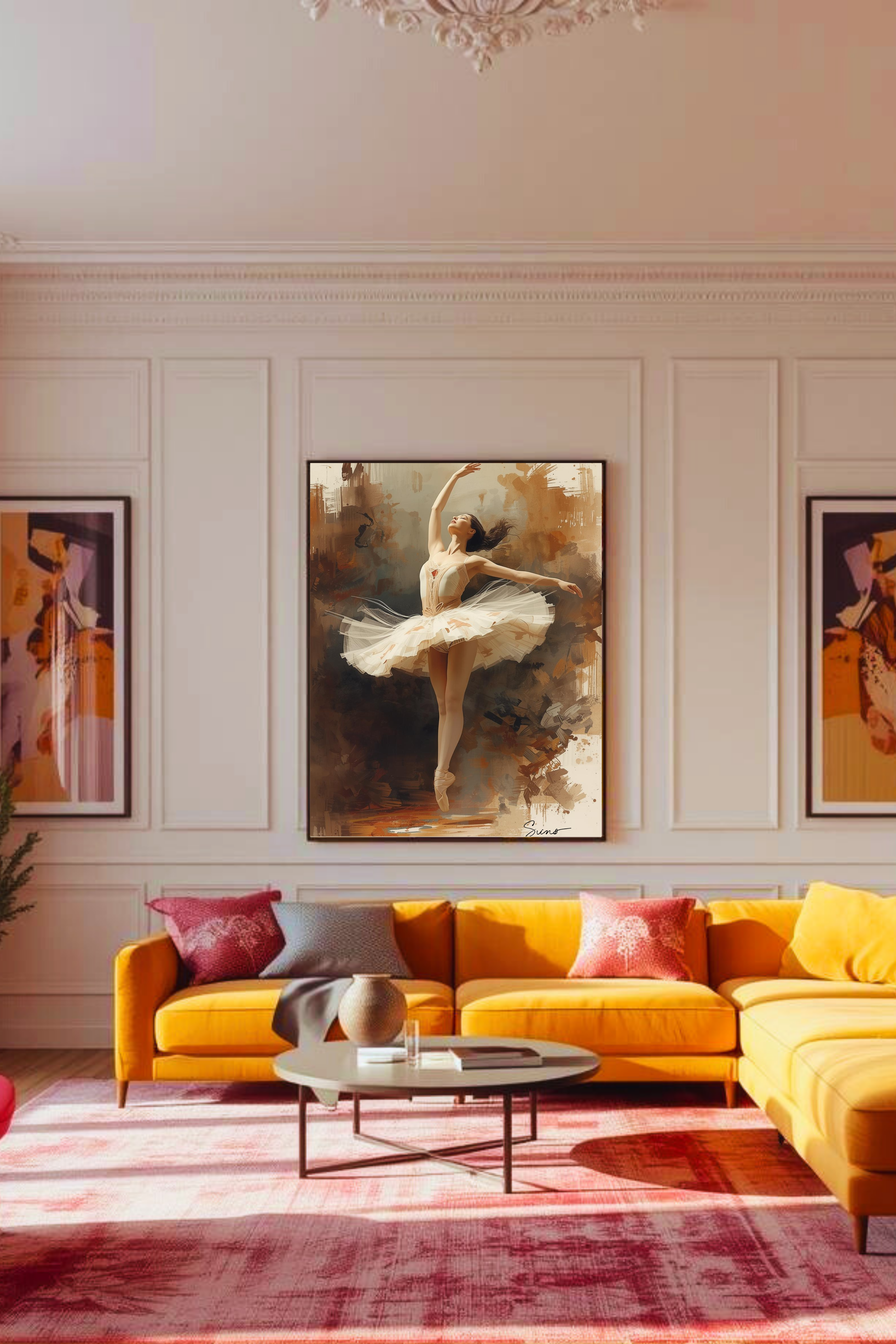 Ballet Wall Art Print Digital Download | Ballerina Poster | Dance Studio Decor | Beige Neutral Dancer Painting Canvas