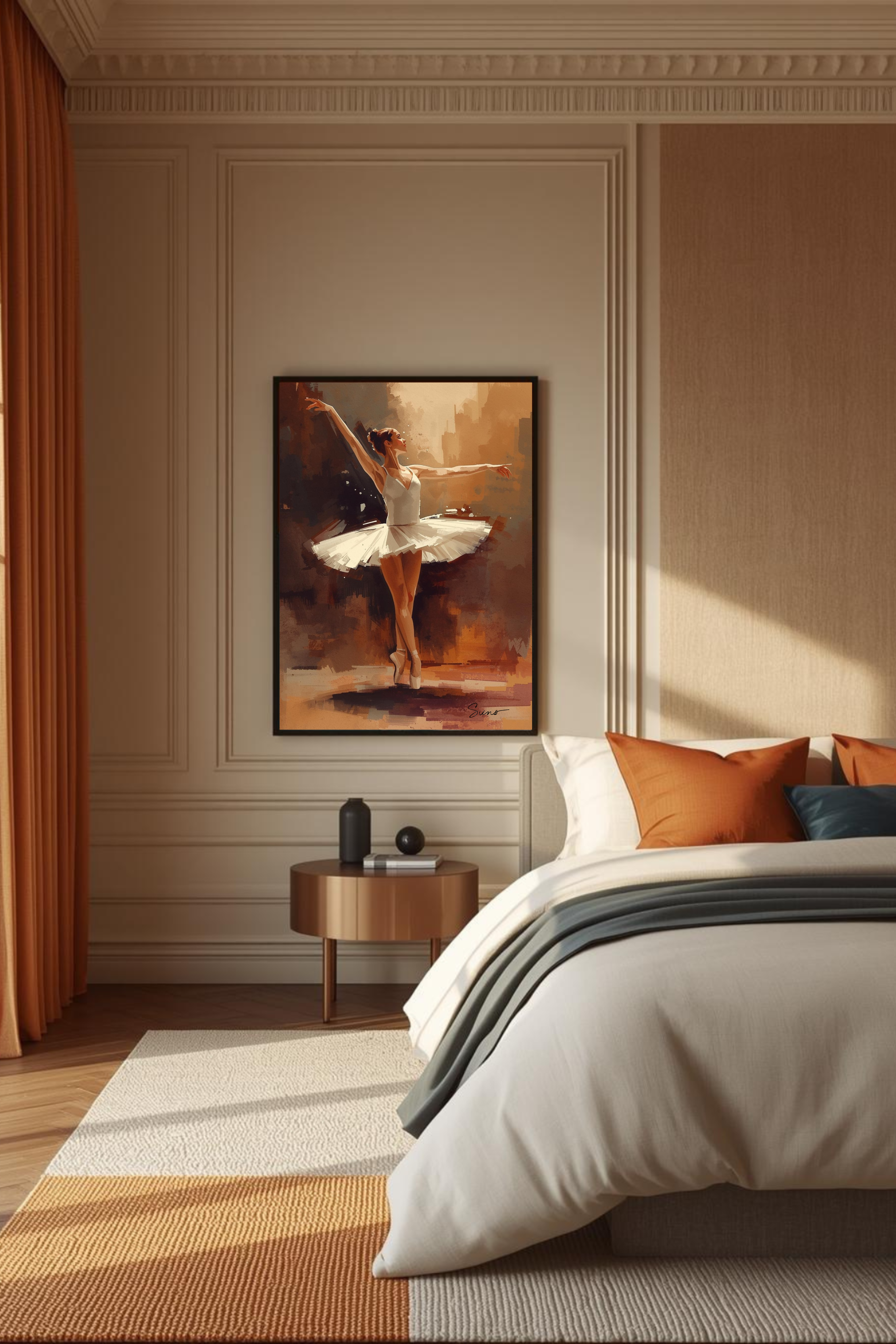 Ballet Wall Art Print Digital Download | Ballerina Poster | Dance Studio Decor | Beige Neutral Dancer Painting Canvas